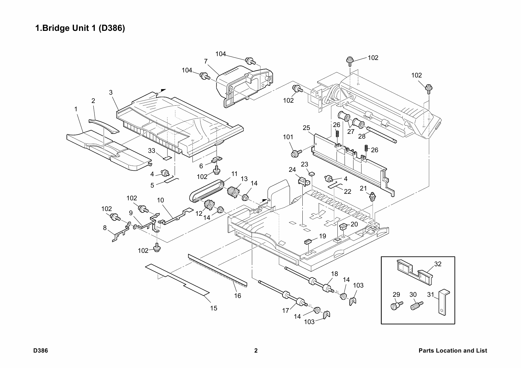 RICOH Options D386 BRIDGE-UNIT-BU3030 Parts Catalog PDF download-2